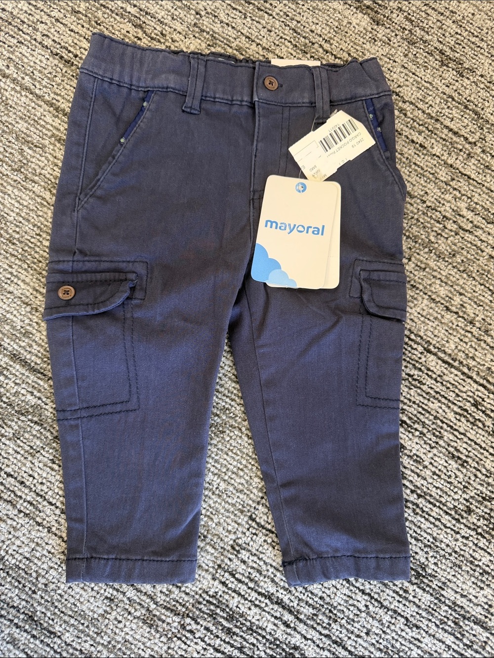 NWT Mayoral Dark Navy Cargo-Style Trousers for Kids - 9 Months